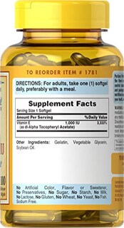 Foto 3 | Suplemento Puritan's Pride De Vitamina E 450 Mg 100 Comprimidos - Venta Internacional.