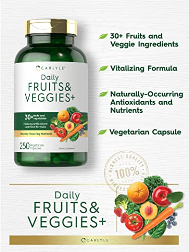 Foto 4 pulgar | Suplemento Carlyle Daily Fruits & Veggies 250 Cápsulas - Venta Internacional.