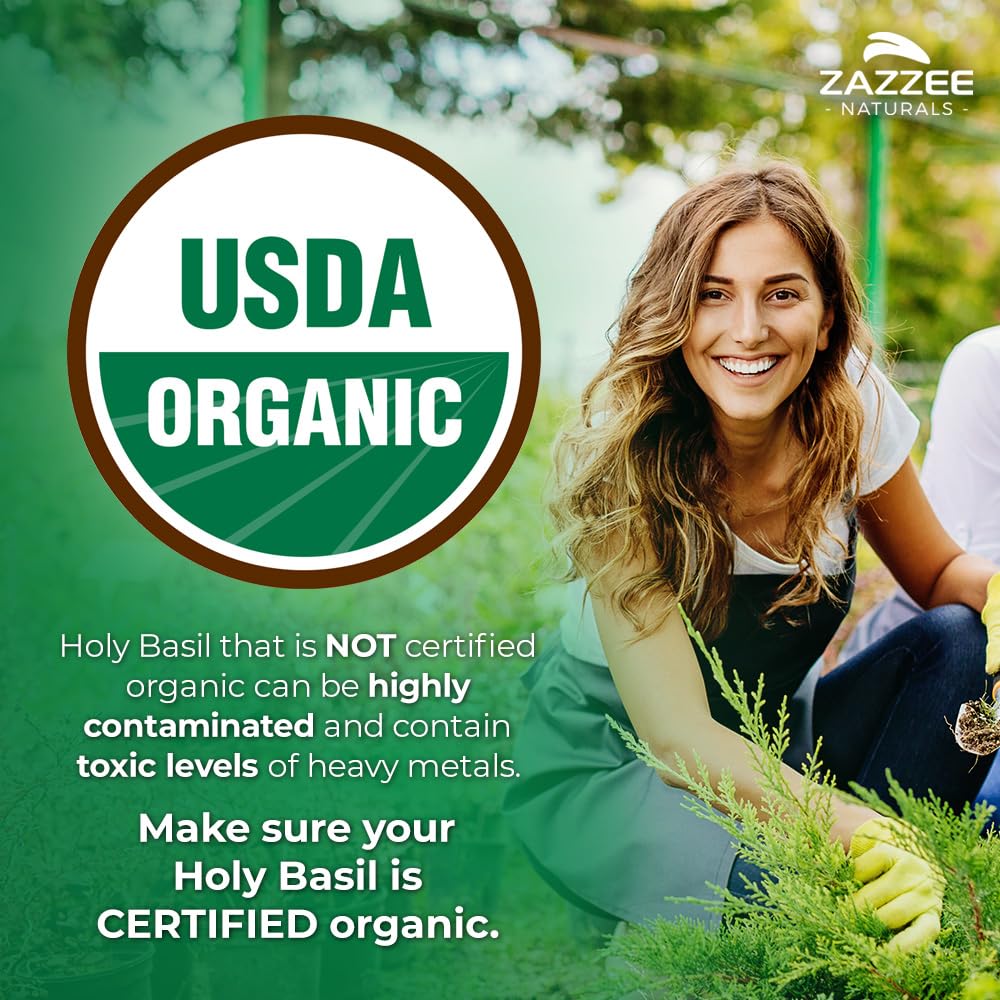Foto 4 pulgar | Suplemento Zazzee Usda Organic Holy Basil 6000 Mg 120 Cápsulas - Venta Internacional.