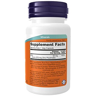 Foto 2 | Supplement Now Picolinato De Zinc 50 Mg 60 Cápsulas Vegetarianas - Venta Internacional.