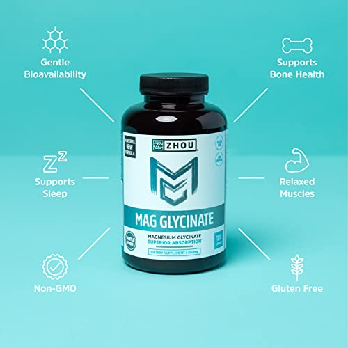 Foto 4 pulgar | Suplemento Del Complejo De Glicinato De Magnesio Zhou 350 Mg 180 Cápsulas - Venta Internacional.