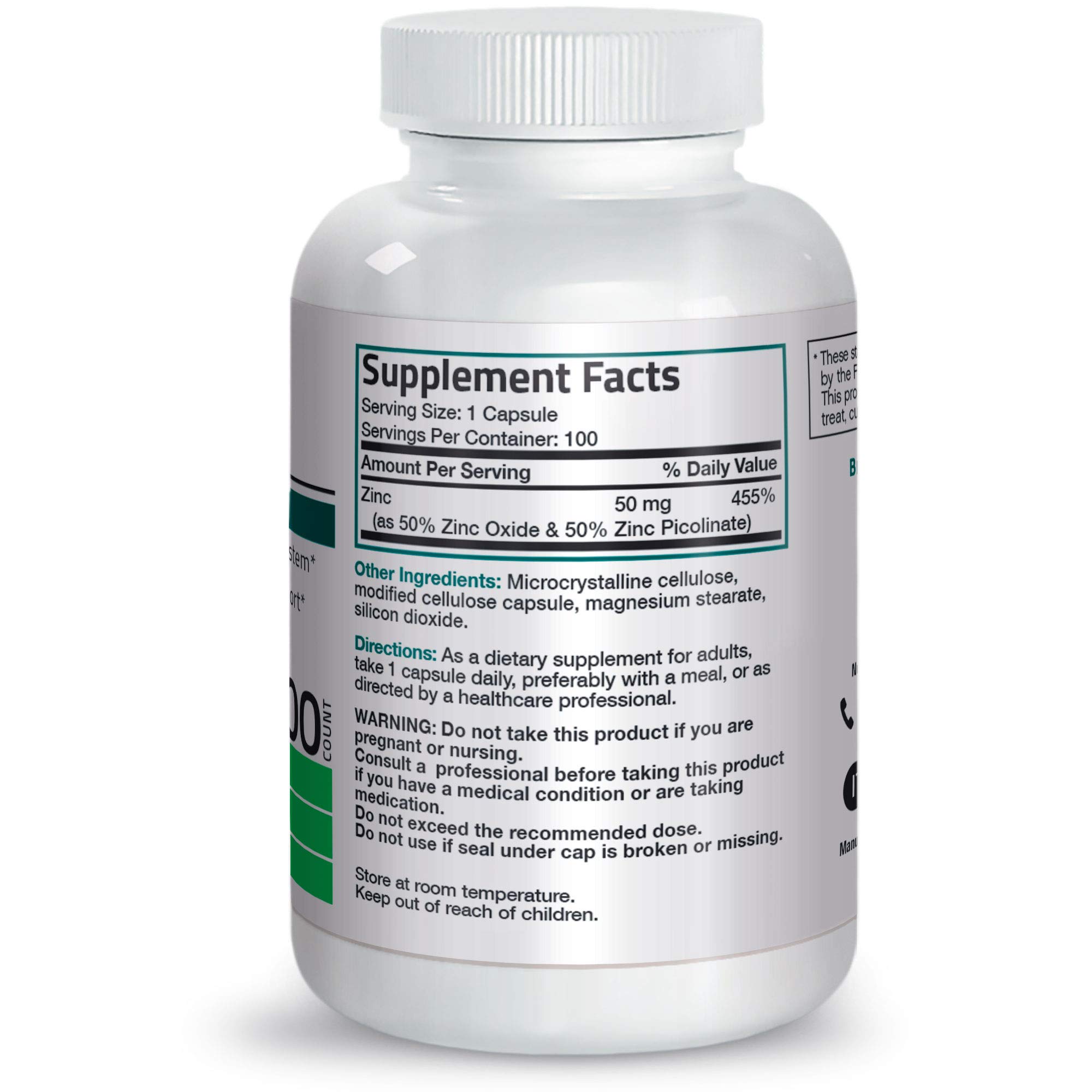 Foto 3 pulgar | Suplemento Bronson Zinc Complex De 50 Mg (óxido De Zinc Al 50%) Y Zinc  - Venta Internacional.