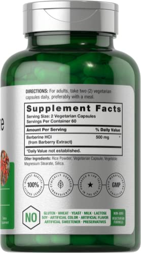 Foto 3 pulgar | Suplemento Horbäach Berberine Hcl 500 Mg 120 Cápsulas - Venta Internacional.