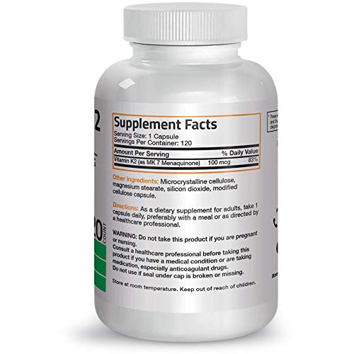 Foto 3 pulgar | Complemente La Vitamina K2 De Bronson En Forma De Menaquinona Mk-7 De 100 Mcg - Venta Internacional
