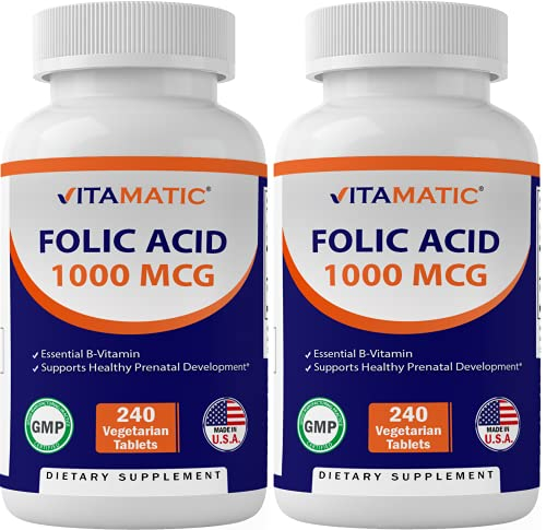 Foto 2 pulgar | Suplemento De Ácido Fólico Vitamático 1000 Mcg (1 Mg) De Vitamina B9 - Venta Internacional.