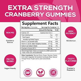 Foto 2 | Suplemento De Gomitas De Arándano Nature's Nutrition 504 Mg X60 - Venta Internacional.