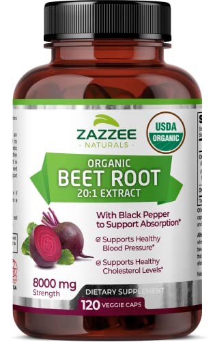 Suplemento Zazzee Usda De Raíz De Remolacha Orgánica 8000 Mg 120 Cápsulas - Venta Internacional.