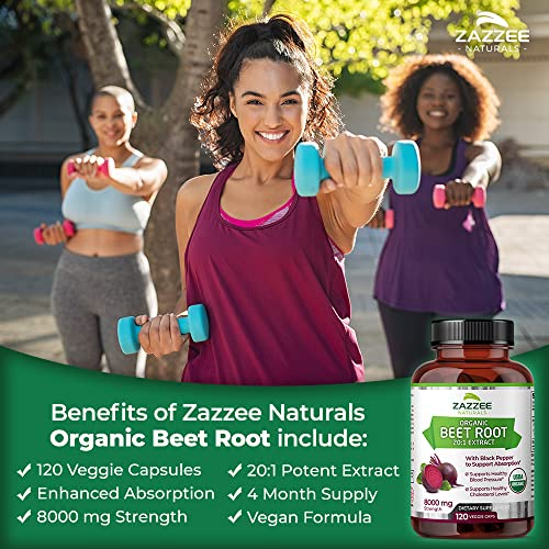 Foto 5 pulgar | Suplemento Zazzee Usda De Raíz De Remolacha Orgánica 8000 Mg 120 Cápsulas - Venta Internacional.