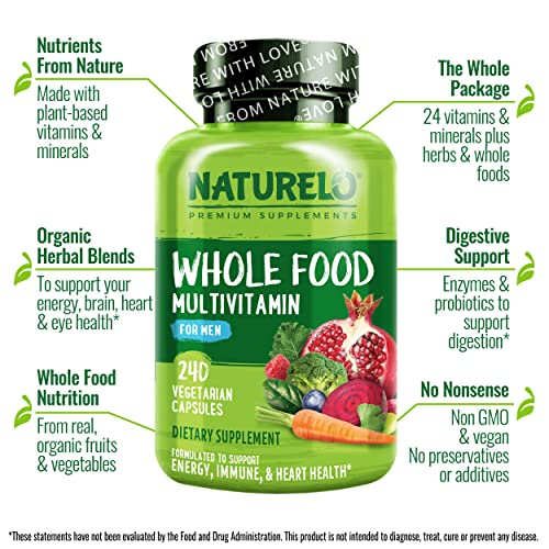 Foto 6 pulgar | Multivitamínico Naturelo Whole Food Para Hombres 240 Cápsulas Veganas - Venta Internacional.