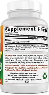 Foto 5 | Suplemento Best Naturals De Cloruro De Magnesio 520 Mg 120 Comprimidos - Venta Internacional.