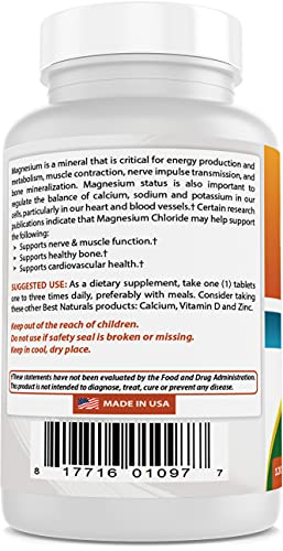 Foto 7 pulgar | Suplemento Best Naturals De Cloruro De Magnesio 520 Mg 120 Comprimidos - Venta Internacional.