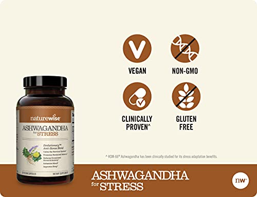 Foto 7 pulgar | Suplemento Naturewise Ashwagandha Para El Estrés Y La Ansiedad, 60 Unidades - Venta Internacional.
