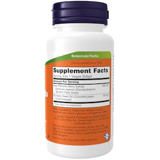 Foto 2 | Suplemento Now: Extracto De Palma Enana Americana 320 Mg Con Aceite De Semilla De Calabaza - Venta Internacional.