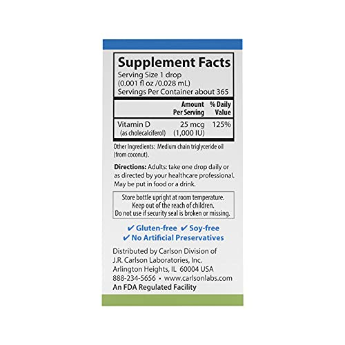 Foto 4 pulgar | Suplemento Carlson Super Daily, Vitamina D3, 25 Mcg, 365 Ml - Venta Internacional.