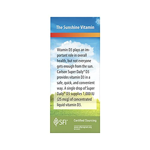 Foto 5 pulgar | Suplemento Carlson Super Daily, Vitamina D3, 25 Mcg, 365 Ml - Venta Internacional.