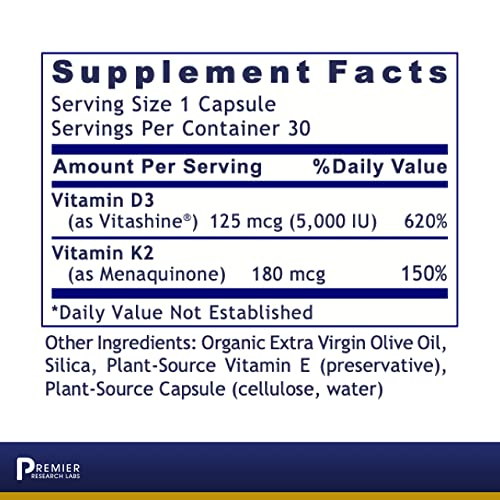 Foto 7 pulgar | Suplemento Premier Research Premier Vitamina D3+k2 30 Cápsulas - Venta Internacional.