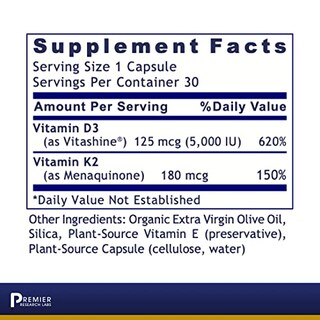 Foto 6 | Suplemento Premier Research Premier Vitamina D3+k2 30 Cápsulas - Venta Internacional.