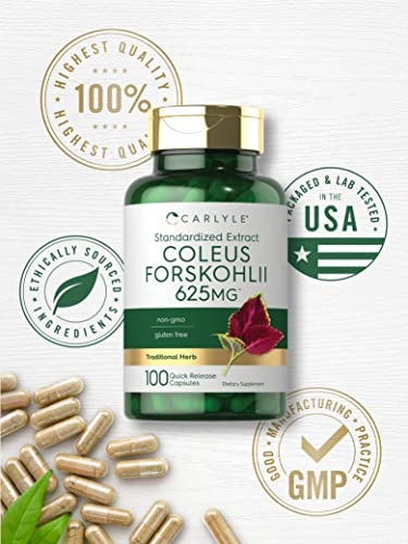 Foto 6 pulgar | Suplemento Carlyle Coleus Forskohlii En Cápsulas De 625 Mg, 100 Unidades - Venta Internacional.