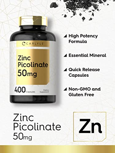 Foto 4 pulgar | Suplemento De Picolinato De Zinc Carlyle 50 Mg 400 Cápsulas - Venta Internacional.