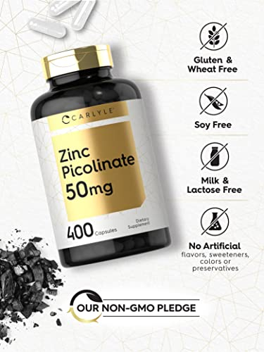 Foto 5 pulgar | Suplemento De Picolinato De Zinc Carlyle 50 Mg 400 Cápsulas - Venta Internacional.