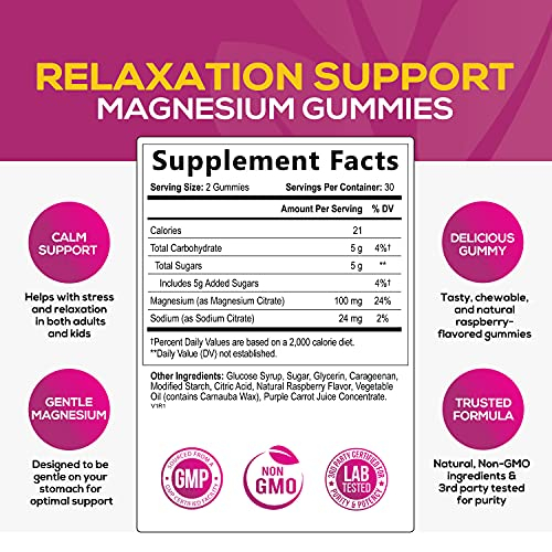 Foto 3 pulgar | Suplemento Nature's Nutrition Magnesium Gummies 60 Frambuesa - Venta Internacional.