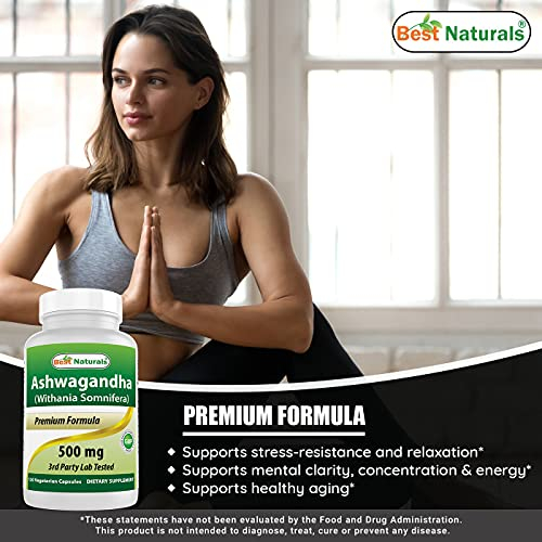 Foto 5 pulgar | Cápsulas De Ashwagandha Supplement Best Naturals, 500 Mg, 120 Unidades - Venta Internacional.