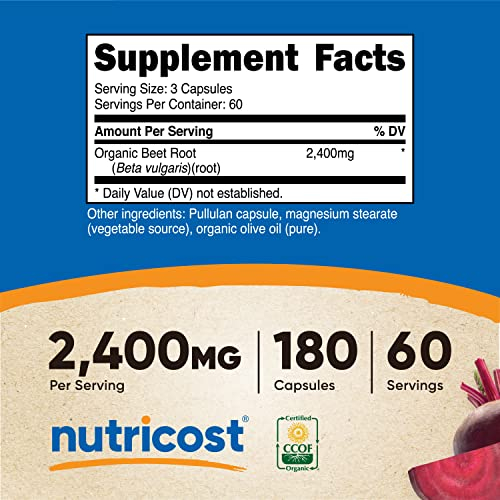 Foto 3 pulgar | Suplemento Nutricost De Raíz De Remolacha 2400 Mg 180 Cápsulas - Venta Internacional.