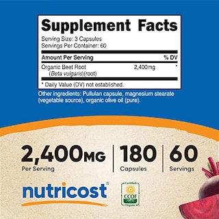 Foto 2 | Suplemento Nutricost De Raíz De Remolacha 2400 Mg 180 Cápsulas - Venta Internacional.