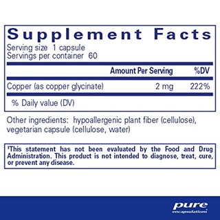 Foto 2 | Suplemento Pure Encapsulations Copper (glicinato) 60 Cápsulas - Venta Internacional.