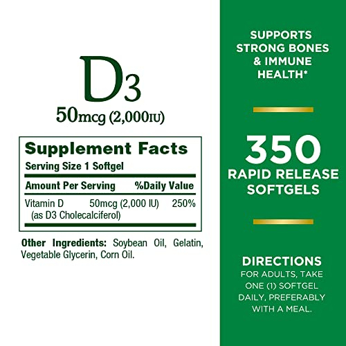 Foto 2 | Suplemento De Cápsulas Blandas De Vitamina D3 De 2000 Ui De Nature's Bounty - Venta Internacional.