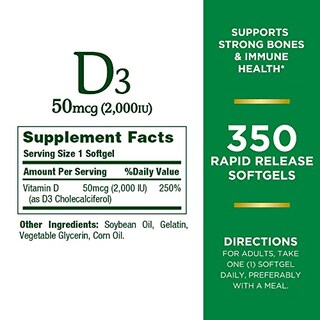 Foto 2 | Suplemento De Cápsulas Blandas De Vitamina D3 De 2000 Ui De Nature's Bounty - Venta Internacional.