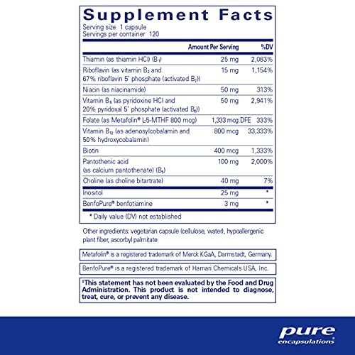 Foto 3 pulgar | Suplemento Pure Encapsulations Puregenomics B-complex 120 Ca - Venta Internacional.