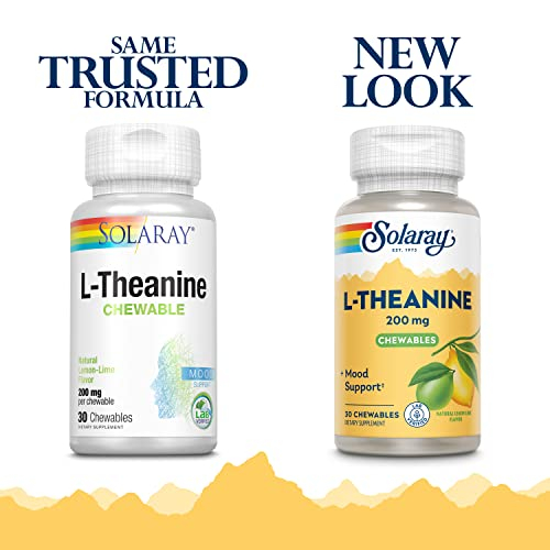 Foto 2 | L-teanina Solaray Masticable, 200 Mg, Sin Azúcar, Limón Y Lima, 30 Unidades - Venta Internacional.