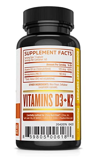Foto 3 pulgar | Vitamina D3 K2 Zhou Nutrition - Venta Internacional