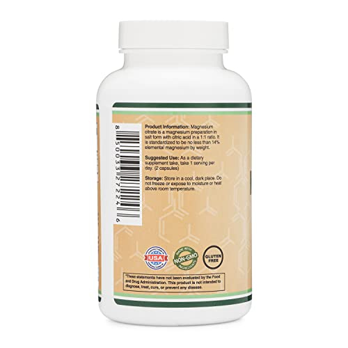 Foto 4 pulgar | Cápsulas De Citrato De Magnesio 400 Mg 180 Cápsulas Double Wood - Venta Internacional.