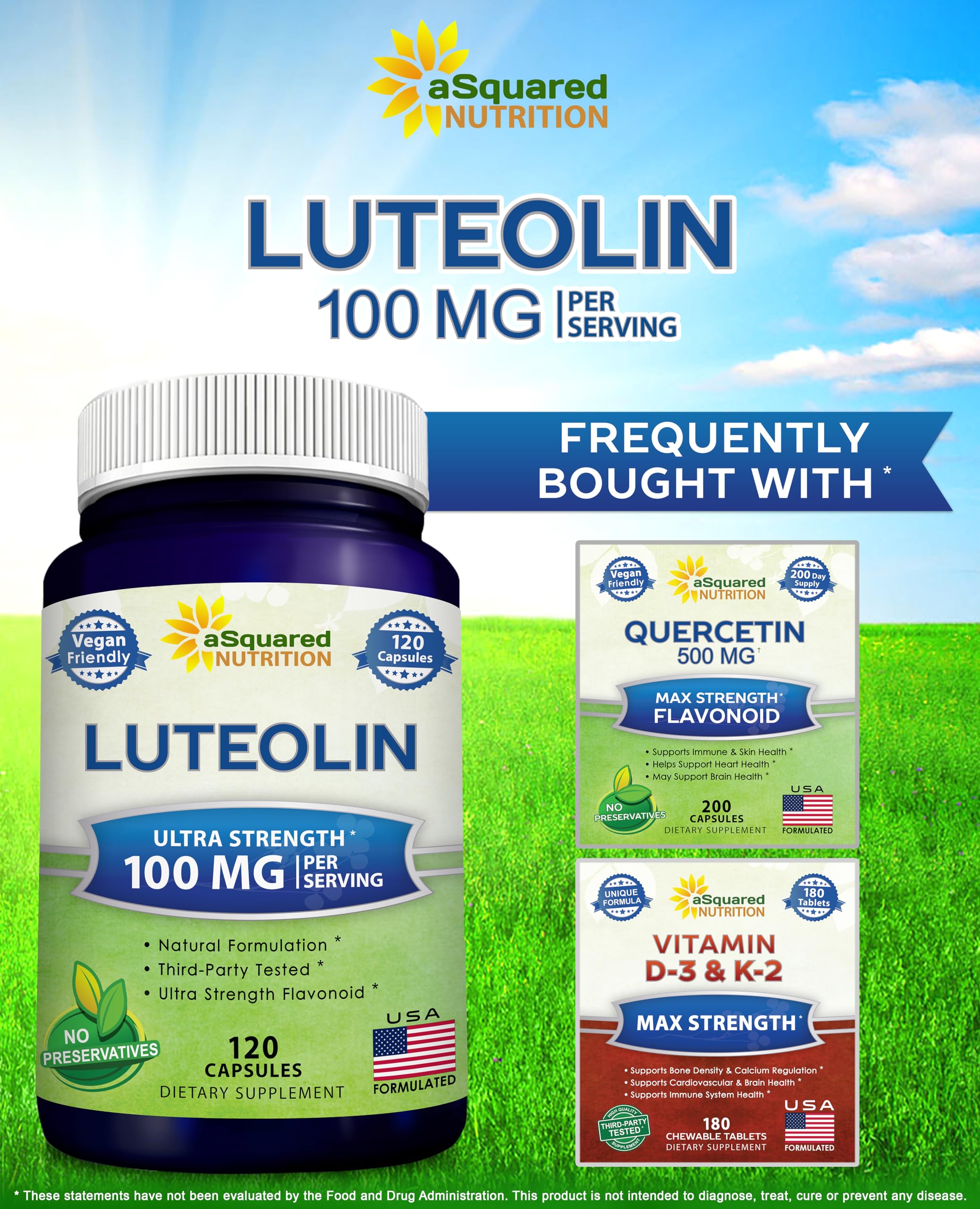 Foto 7 pulgar | Suplemento De Luteolina Asquared Nutrition 100 Mg - 120 Cápsulas - Venta Internacional.