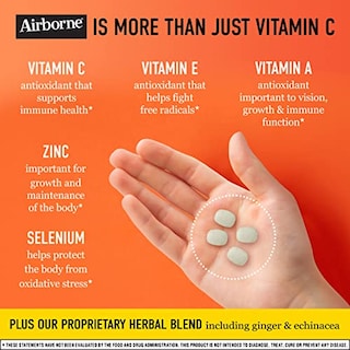 Foto 2 | Tabletas Masticables Airborne De 1000 Mg De Vitamina C Con Zinc, 96 Unidades - Venta Internacional.