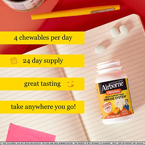 Foto 5 pulgar | Tabletas Masticables Airborne De 1000 Mg De Vitamina C Con Zinc, 96 Unidades - Venta Internacional.
