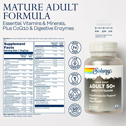 Foto 3 pulgar | Multivitamínico Solaray, Una Vez Al Día Para Adultos Mayores De 50 Años, 90 Cápsulas Vegetarianas - Venta Internacio