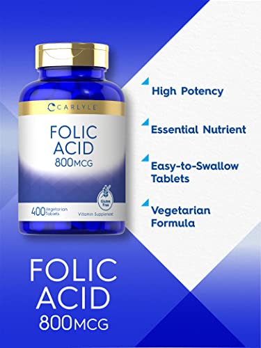 Foto 4 pulgar | Suplemento De Ácido Fólico Carlyle, Tabletas De 800 Mcg, 400 Unidades - Venta Internacional.