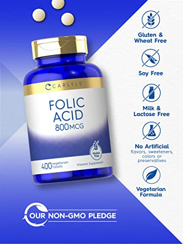 Foto 5 pulgar | Suplemento De Ácido Fólico Carlyle, Tabletas De 800 Mcg, 400 Unidades - Venta Internacional.