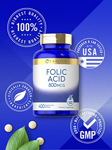 Foto 6 pulgar | Suplemento De Ácido Fólico Carlyle, Tabletas De 800 Mcg, 400 Unidades - Venta Internacional.