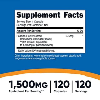 Foto 2 | Suplemento Nutricost Extracto De Pasiflora 1500 Mg 120 Cápsulas - Venta Internacional.
