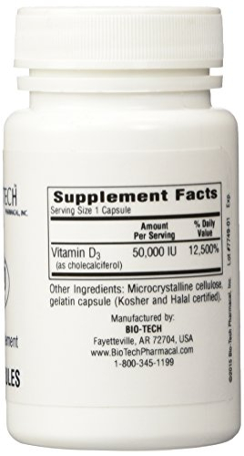 Foto 2 | Suplemento Biotech Pharmacal D3-50 50 50 000 Ui 100 Cápsulas - Venta Internacional.