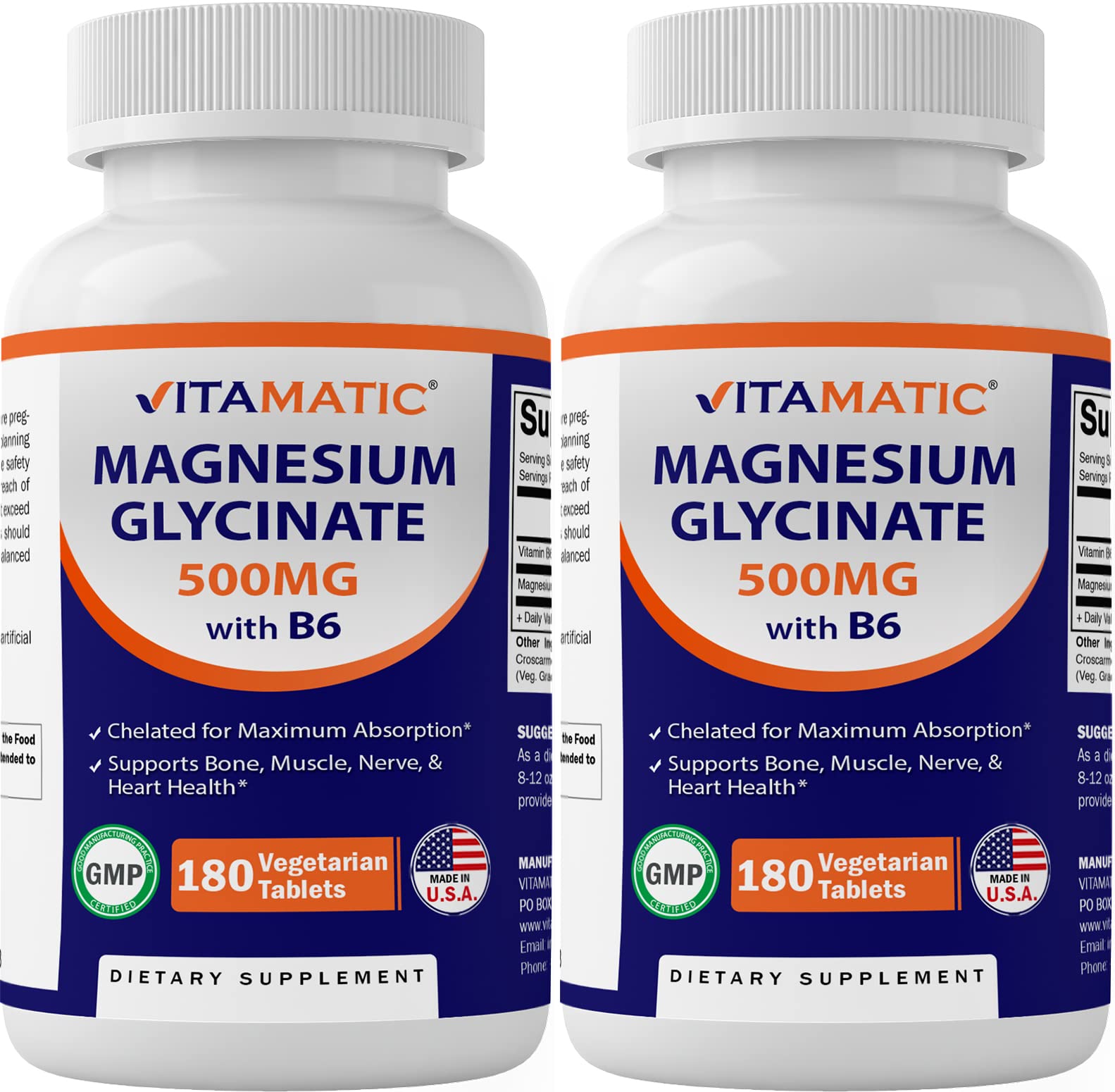 Foto 2 pulgar | Suplemento Vitamático De Glicinato De Magnesio, 500 Mg, Tableta X180 - Venta Internacional.