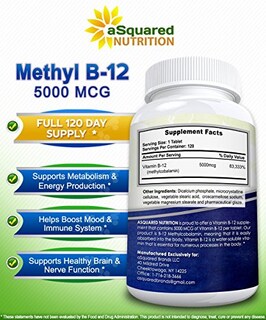 Foto 7 | Suplemento De Vitamina B12 De Squared Nutrition, 5000 Mcg, 120 Comprimidos - Venta Internacional.