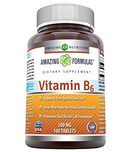 Foto 2 pulgar | Suplemento Dietético De Vitamina B6 Amazing Formulas 200 Mg 100 Tabletas - Venta Internacional.