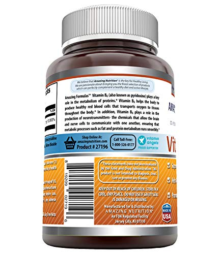 Foto 4 pulgar | Suplemento Dietético De Vitamina B6 Amazing Formulas 200 Mg 100 Tabletas - Venta Internacional.