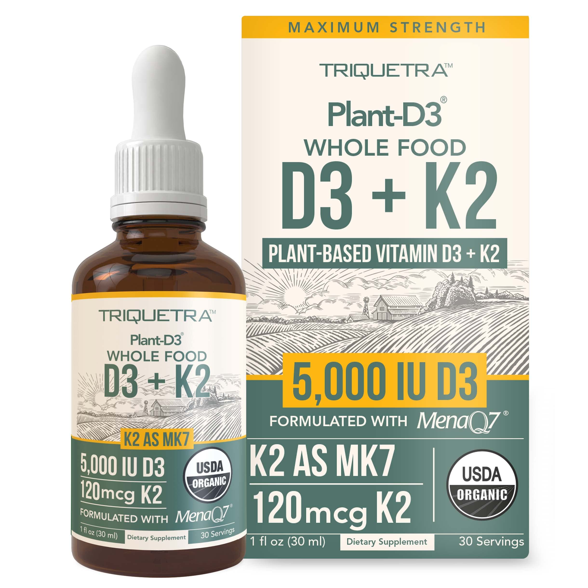 Foto 2 pulgar | Suplemento Triquetra Health Organic Plant D3 + K2 5000 Ui - Venta Internacional.