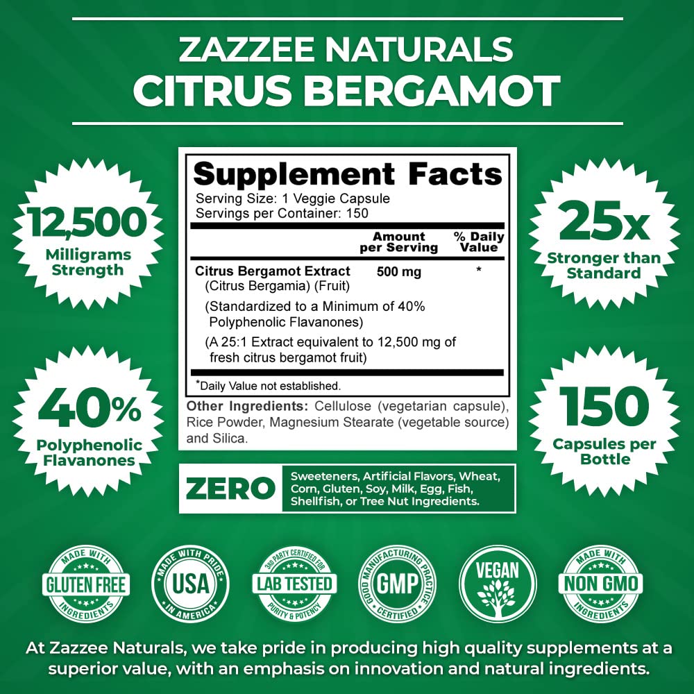 Foto 4 pulgar | Suplemento Zazzee Extra Strength, Extracto De Bergamota Cítrica 25:1 - Venta Internacional.